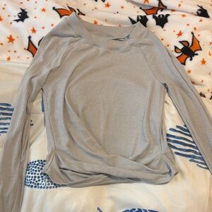 Gray Ribbed Women's Top